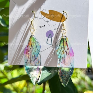 Handmade Butterfly Wing Earrings, Gold foil Butterfly Earrings, Resin Fairy Wing Earring, Butterfly Jewerly, Birthday Christmas Gift For Her