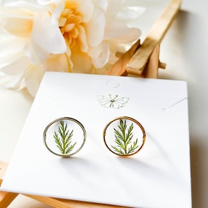 Handmade US 7 Real Fern Leaf Ring, Dried Pressed Leaves Ring, Green Leaf Resin Ring, Natural Jewelry, Christmas Anniversary Birthday Gift