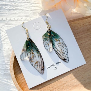 Handmade Butterfly Wing Earrings, Gold foil Butterfly Earrings, Resin Fairy Wing Earring, Butterfly Jewerly, Birthday Christmas Gift For Her