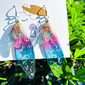 Handmade Butterfly Wing Earrings, Gold foil Butterfly Earrings, Resin Fairy Wing Earring, Butterfly Jewerly, Birthday Christmas Gift For Her