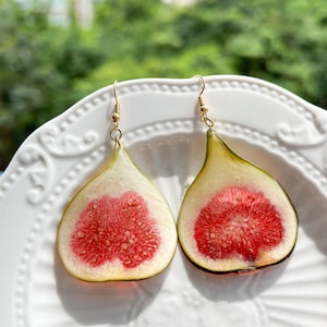 Real Fig Earrings, Pressed Fig Earrings, Dried Fig Fruit Earrrings, Food Earrings, Summer Earrings, Gradution Birthday Gift for Her