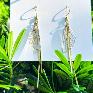 Handmade Butterfly Wing Earrings, Gold foil Butterfly Earrings, Resin Fairy Wing Earring, Butterfly Jewerly, Birthday Christmas Gift For Her