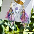 Handmade Butterfly Wing Earrings, Gold foil Butterfly Earrings, Resin Fairy Wing Earring, Butterfly Jewerly, Birthday Christmas Gift For Her