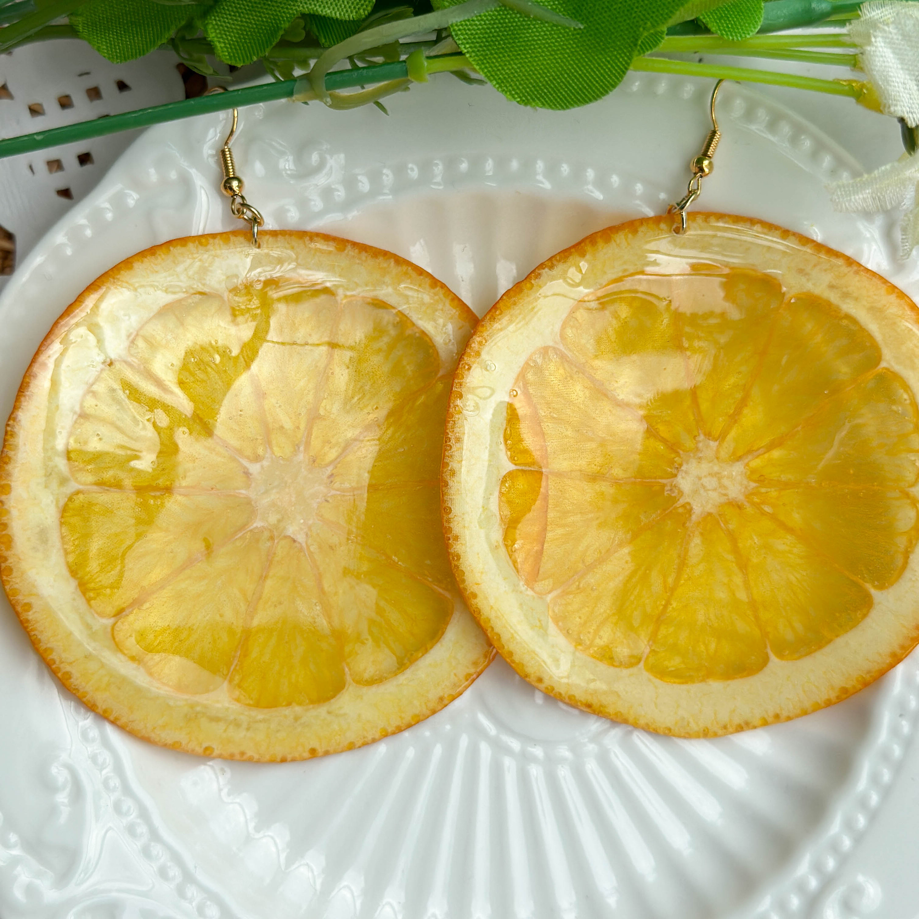 Real Orange Fruit Earrings Handmade Dried Orange Earrings Etsy