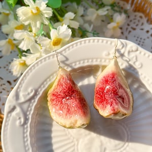 Real Fig Earrings, Pressed Fig Earrings, Dried Fig Fruit Earrrings, Food Earrings, Summer Earrings, Gradution Birthday Gift for Her