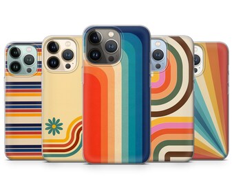 Retro Stripes Phone Case 70s Style Cover fit for iPhone 15 Pro Max, 14 Plus, 13, 12, 11, XR & Samsung S24, S23, A54, A53, Pixel 8, 7A