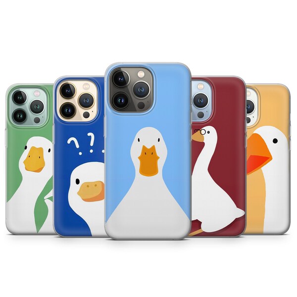 Funny Duck Phone Case Cute Kawaii Cover fit for iPhone 15 Pro Max, 14 Plus, 13, 12, 11, XR & Samsung S24, S23, A54, A53, Pixel 8, 7A