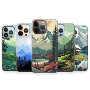 Mountain Phone Case Forest Landscape Cover fit for iPhone 15 Pro Max, 14 Plus, 13, 12, 11, XR & Samsung S24, S23, A54, A53, Pixel 8, 7A