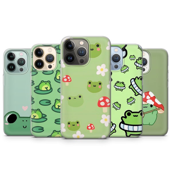 Cute Frog Phone Case Green Animal Cover fit for iPhone 15 Pro Max, 14 Plus, 13, 12, 11, XR & Samsung S24, S23, A54, A53, Pixel 8, 7A