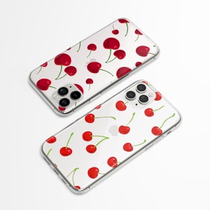 Red Cherry Phone Case Cherries Pattern Cover fit for iPhone 15 Pro Max, 14 Plus, 13, 12, 11, XR & Samsung S24, S23, A54, A53, Pixel 8, 7A