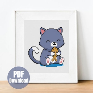Kitten - cute little kitten, counted cross stitch design, instant download