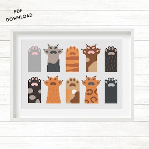 Cat paws - Pawsome design, counted cross stitch design, instant download