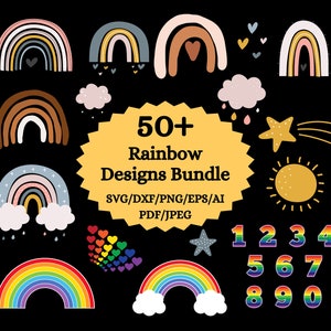 Paquete Boho Rainbow SVG, Paquete Rainbow SVG, Boho Rainbow Clipart, Rainbow Clipart, Boho Rainbow PNG Svg Dxf Descarga digital