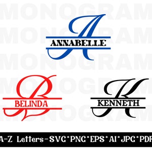 Split Monogram SVG PNG, Split Monogram Alphabet SVG, Cricut Split Monogram Svg, Split Letter Svg, 26 Letters Svg Png Eps Ai Jpg Pdf Digital