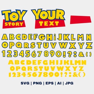 Fuentes SVG de Toy Story, Alfabeto SVG de Toy Story, Letras, números y puntuación de Toy Story SVG, PNG, AI, EPS, JPG, descarga digital