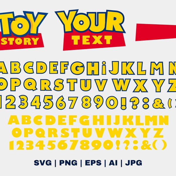 Polices SVG Toy Story, Toy Story Alphabet SVG, Toy Story lettres chiffres ponctuation SVG Png Ai Eps Jpg téléchargement numérique