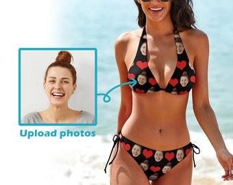 Benutzerdefinierte Gesicht Badeanzug-Personalisierte Text Gesicht Badeanzug-Reise-Party Badeanzug-Bachelorette Bikini-Frau Badeanzug-Geschenk für Sie