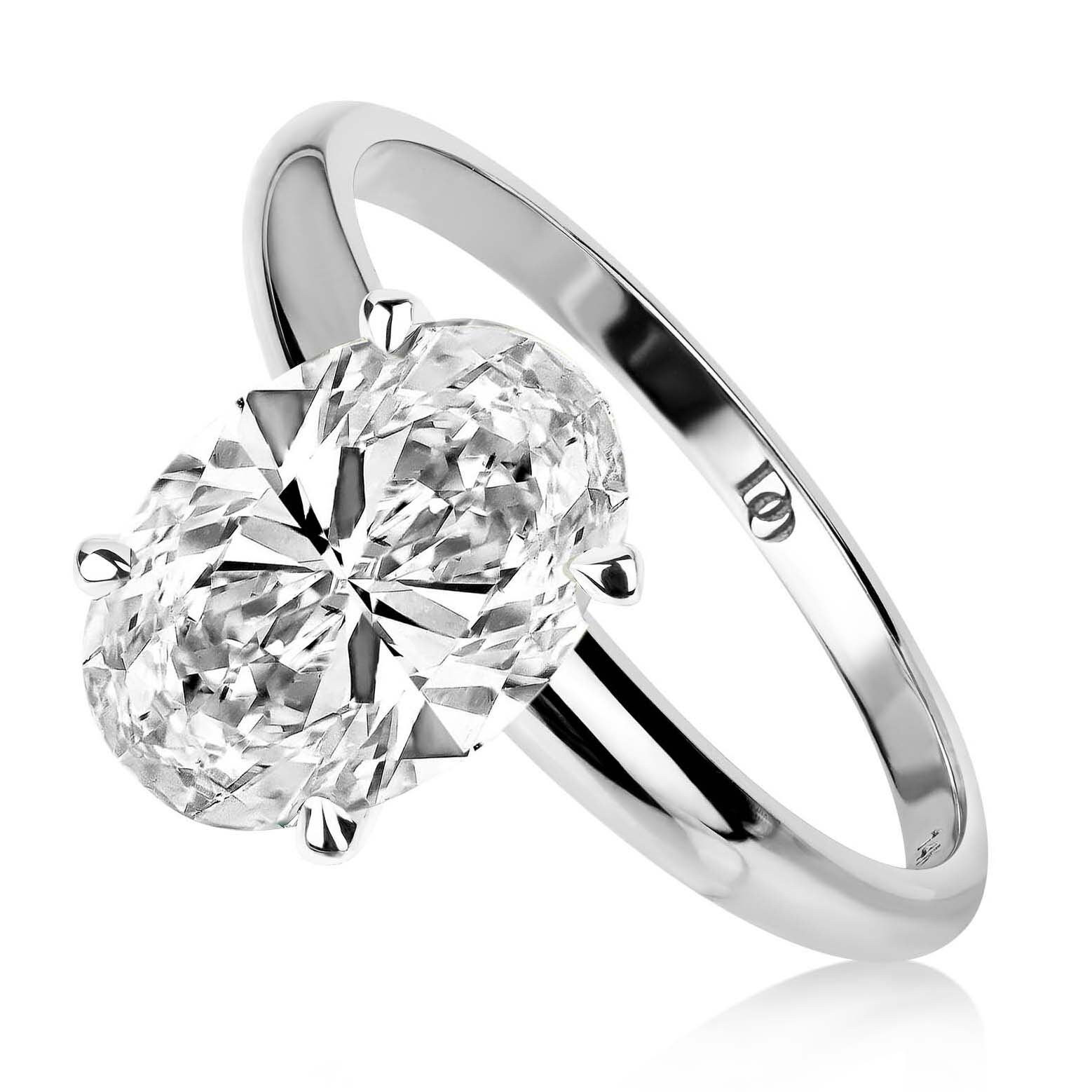 Diamond Ring, IGI Certified 2 Ct. Oval Shape Diamond Solitaire Engagement Ring, 2ct. Oval Lab