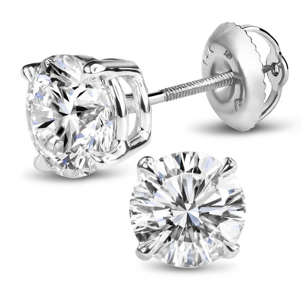 1 Carat Total Weight Lab-Grown Diamond Stud Earrings in 14K White Gold with Secure Screw Back