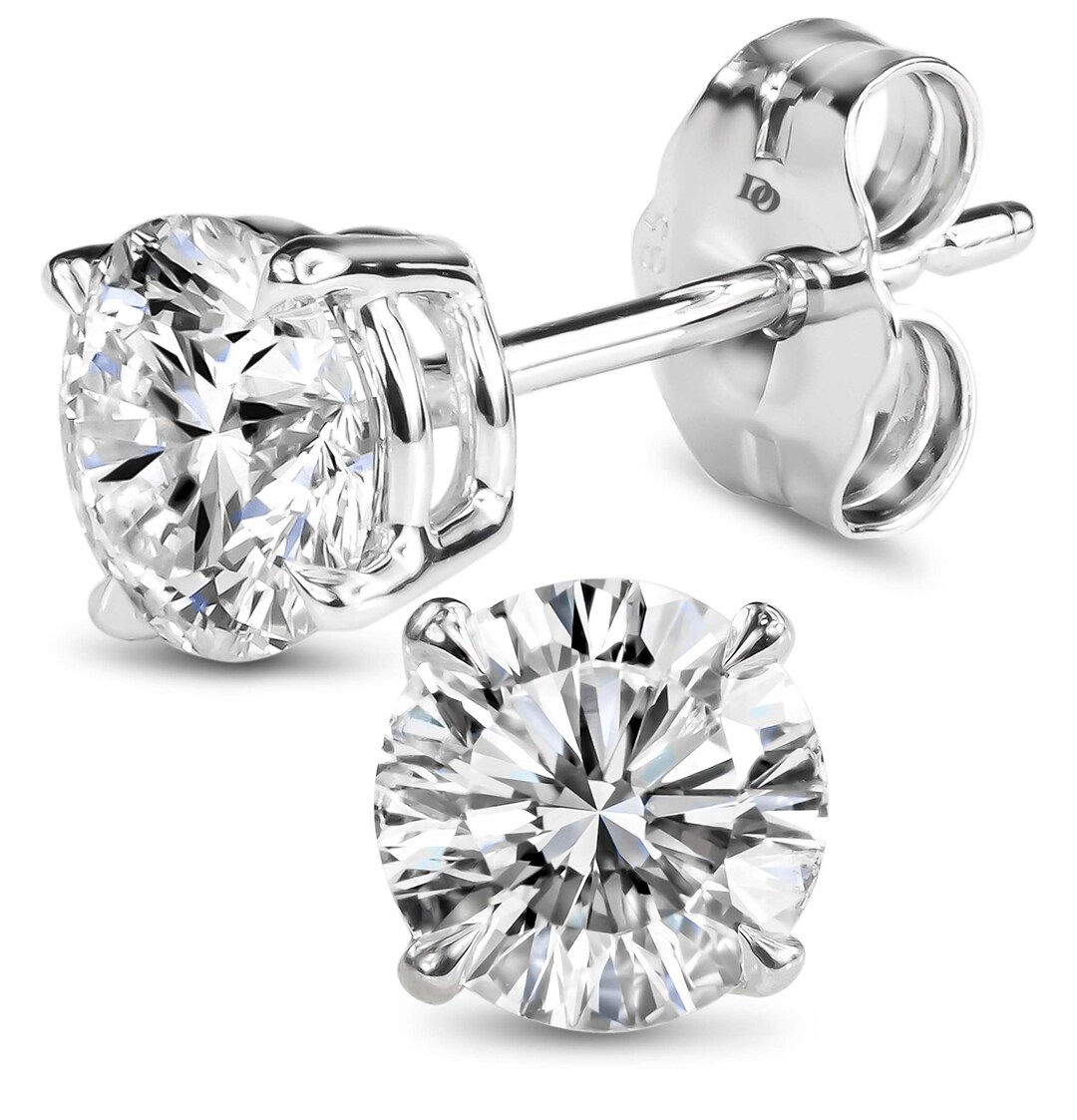 1.5 CT Diamond Round Stud Earrings 1 1/2 CT Diamond Earrings - Etsy