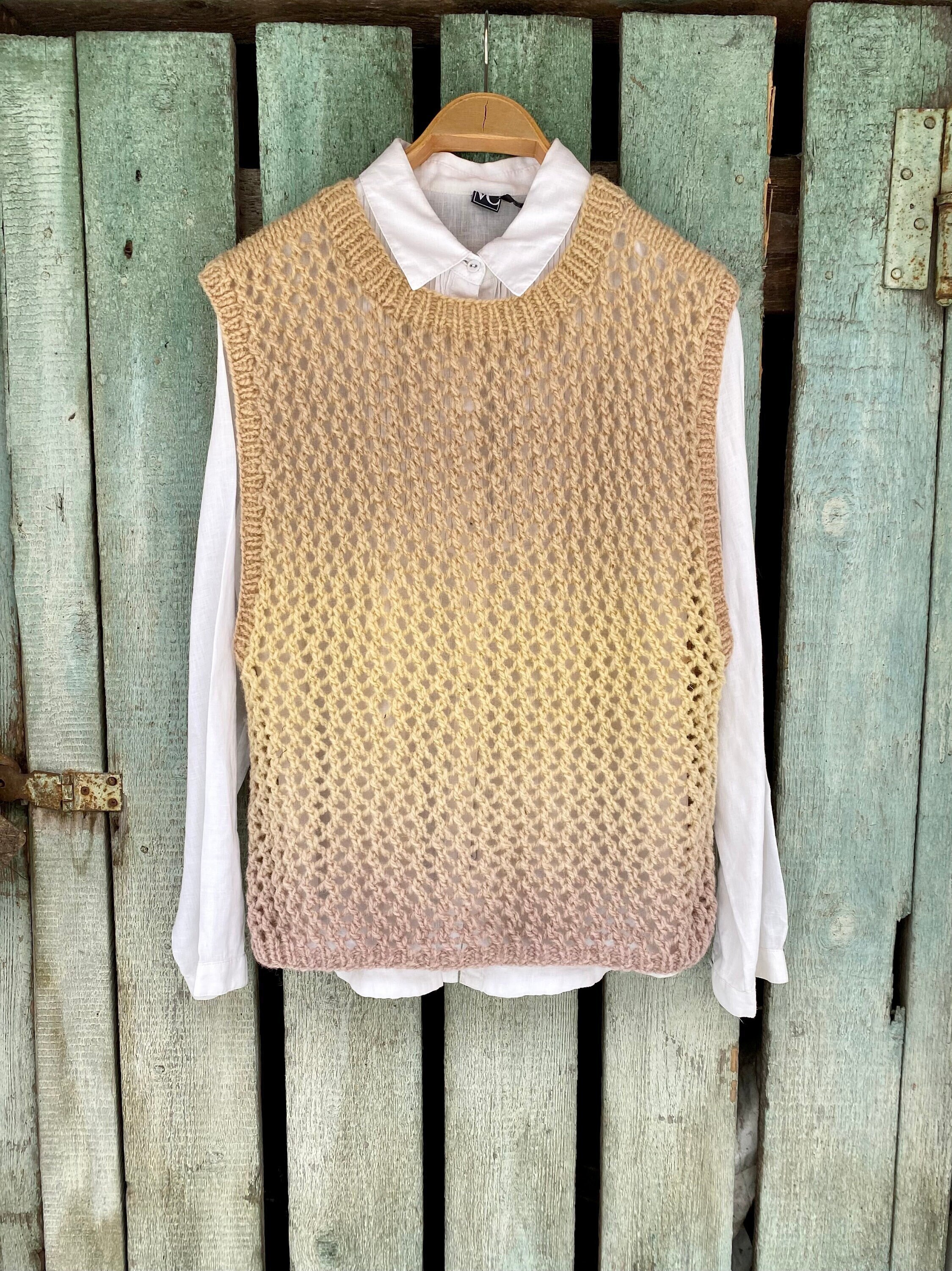Knitted Mesh Vest for Women. Size M With Low Armholes. Ombre