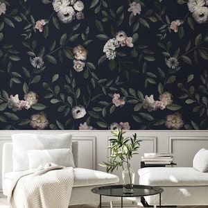 Dunkles Blumen Schälen und Aufkleben Wandbild