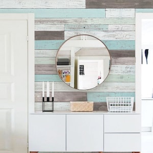Reclaimed Painted Beach Wood Mural Wallpaper, Beach Wood, Wood Extra Large Wall Art, Wall Mural Wallpaper