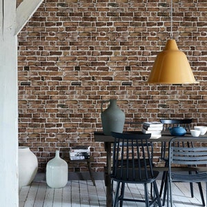 Brown Brick Self Adhesive Wallpaper Repositionable