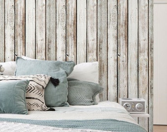 Wit vintage houten behang