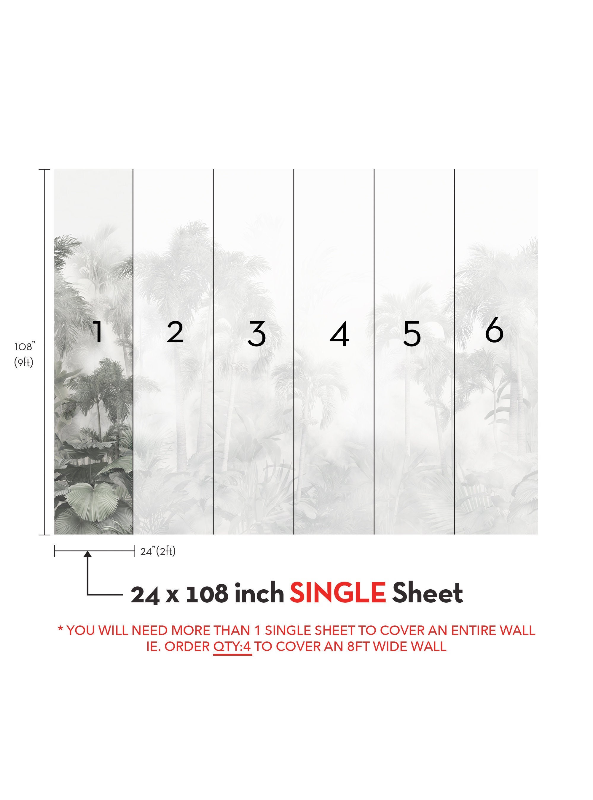 Misty Jungle Forest, Misty, Wall Mural Wallpaper - Etsy