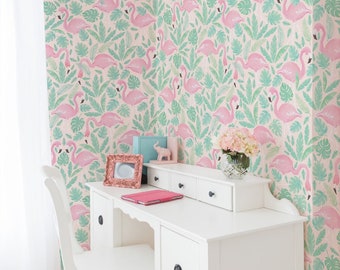 Tropical Flamingo Pink Wallpaper Mural