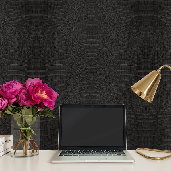 Black Crocodile Wallpaper - Etsy