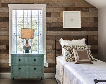 Reclaimed Wood Accent Wall Mural Wallpaper: Brown Extra Large Wall Art