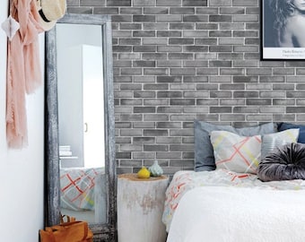 Papel pintado de ladrillo de cemento gris