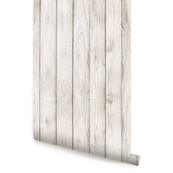 White Wood Self Adhesive Wallpaper Repositionable