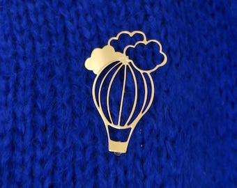 Gold or silver hot air balloon brooch artisanal jewelry