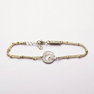 Bracelet rocket and moon gold or silver handcrafted jewelry image 2