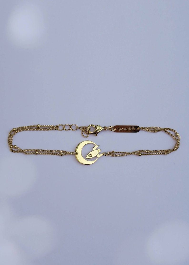 Bracelet rocket and moon gold or silver handcrafted jewelry image 5