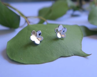 Golden forget-me-not flower earrings jewelry made in france