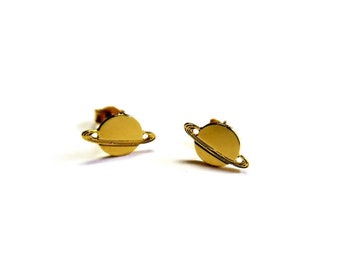 Saturn planet earrings with golden chips jewelry made in France