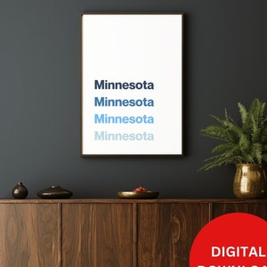 Minnesota Wall Art, Minnesota Print, Minnesota Art, Minnesota Poster, Minneapolis Art, MN Poster, Minnesota Gift