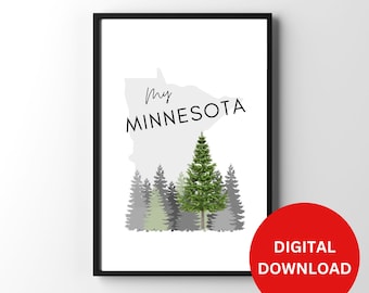 Minnesota Wall Art MN Wall Art Gift for Minnesota Printable Minnesota Art Minnesota Digital Art Minnesota Print MN Poster Digital Download