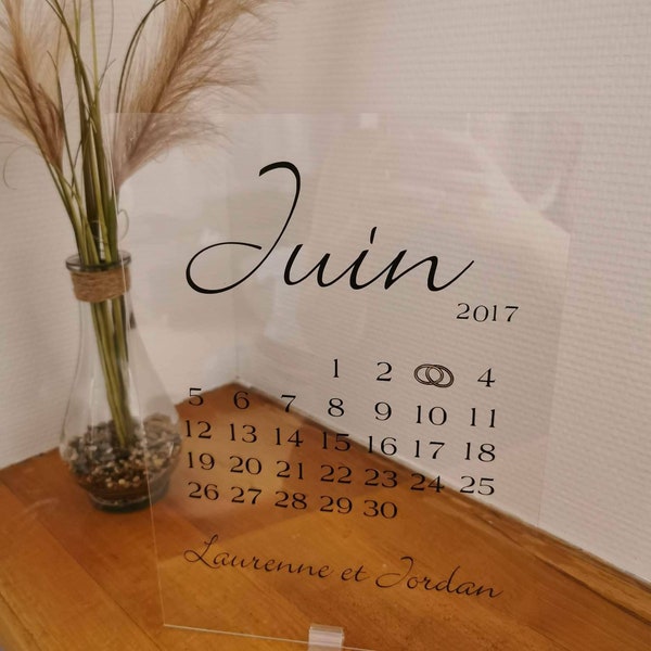 Calendrier d'amour sur plaque en plexiglas - Grande taille