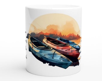 Kayak cup - perfect gift for adventurers on the water - cup kayak in the sunset with saying