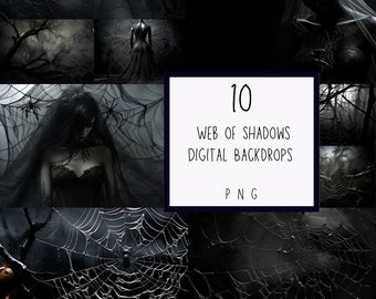Toile de fond numérique Web of Shadows, toiles de fond de toiles d’araignées, superpositions d’Halloween, Spooky Photoshop Composites Studio Photography Horror Background