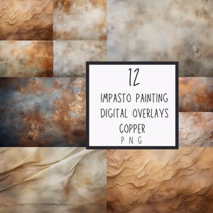 Impasto Painting Digital Overlays, Digital Backdrop, Photoshop overlays Copper Texture, Portrait Photography Digital Studio Backgrounds