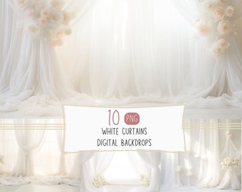 Cortinas blancas Fondos digitales Fondos de maternidad Superposiciones de texturas, Fondos de estudio Efectos de Photoshop de bellas artes para edición de fotografías