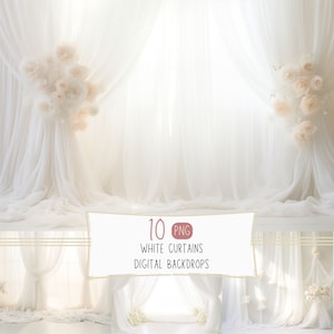 White Curtains Digital Backdrops Maternity Backgrounds Texture Overlays, Studio Backdrops  Fine Art  Photoshop Effects for Photo Editing