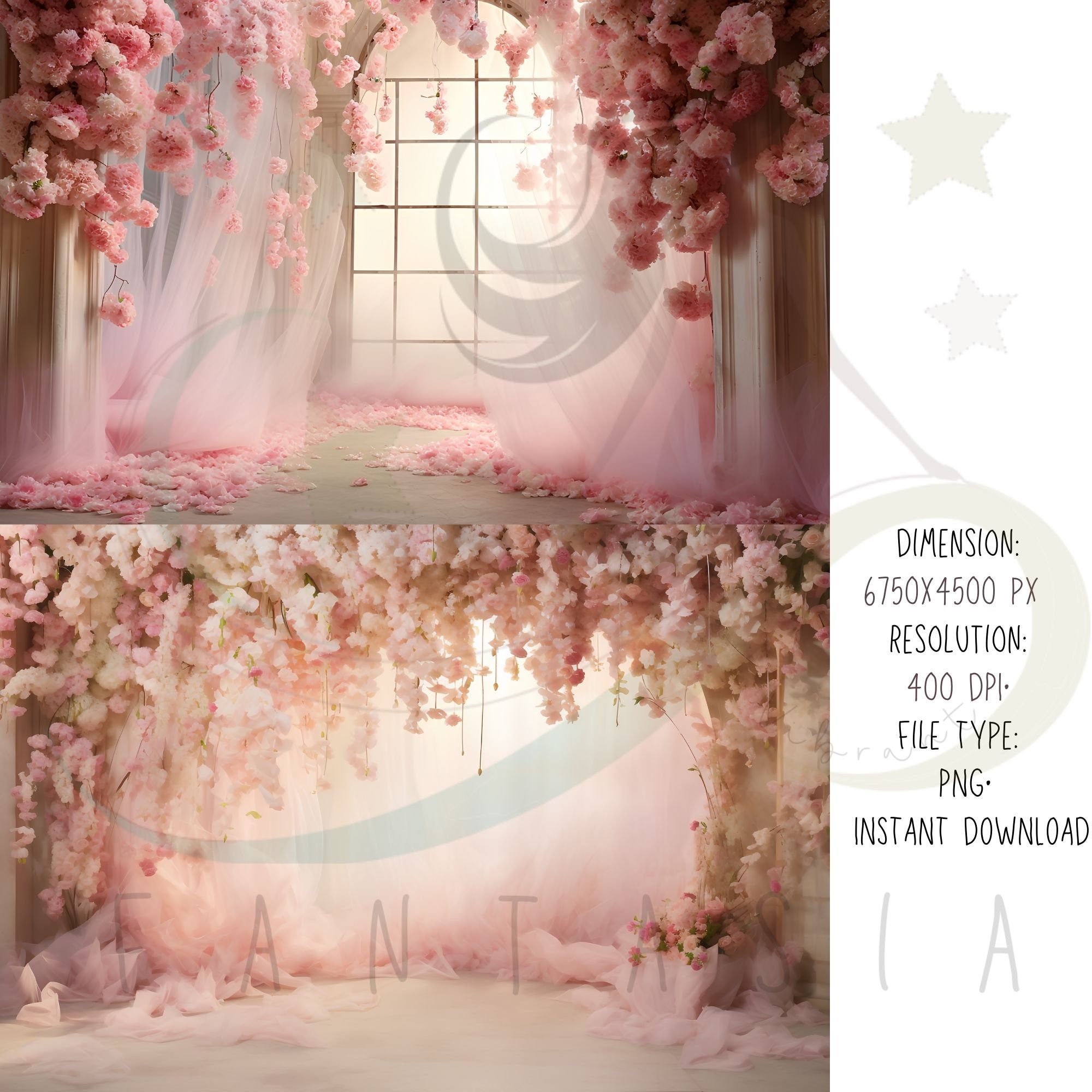 Aperturee Pink Romantic Arch Floral Wedding Room Set Backdrop