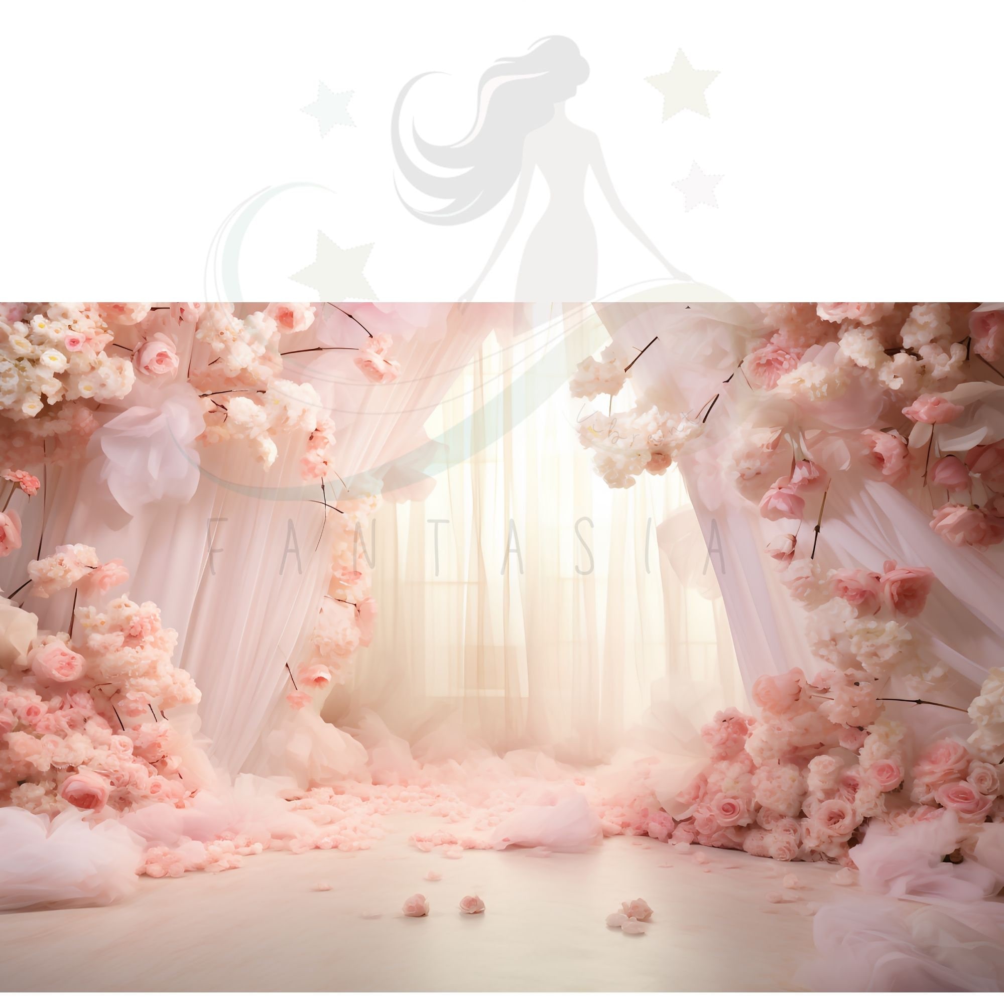 Pink Floral Petals Romantic Round Wedding Backdrop main image 0